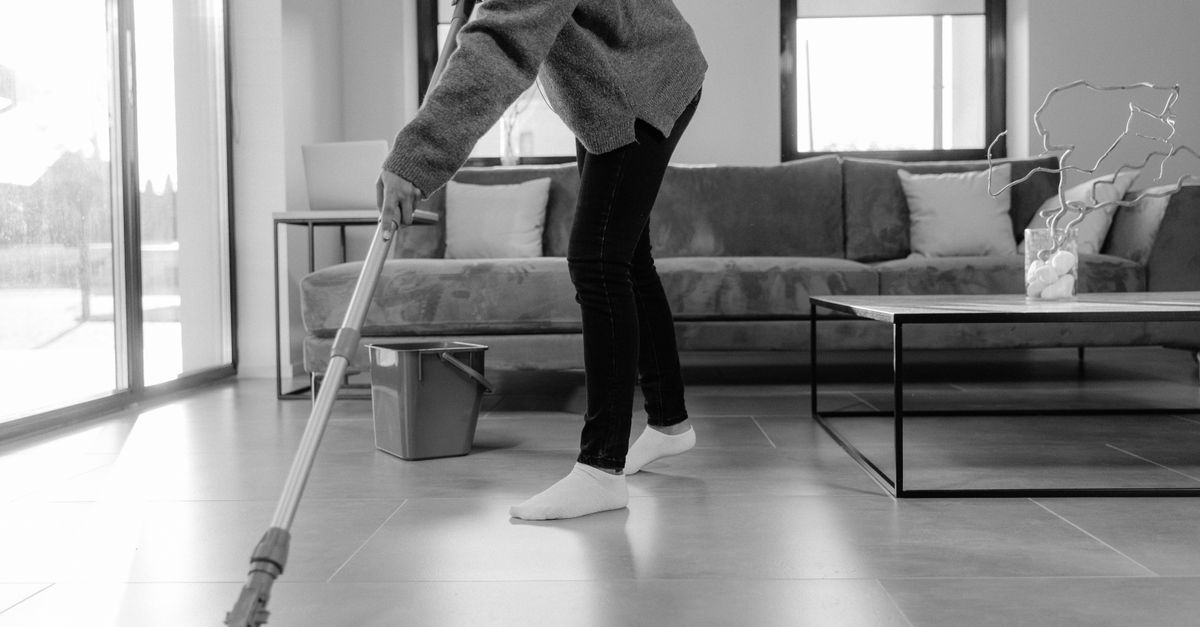 A mop cleaning a hard floor