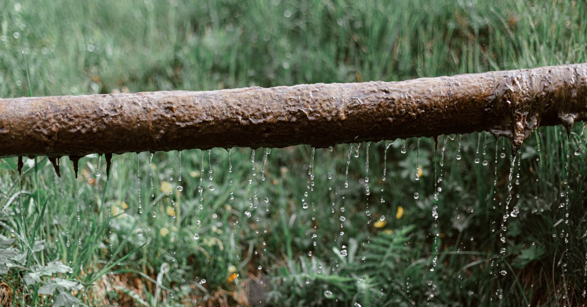 A leaking, damaged pipe