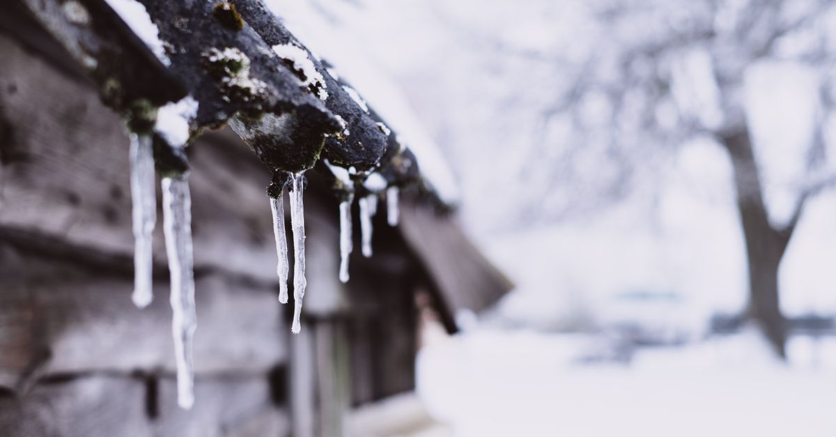 An ice-covered water pipe