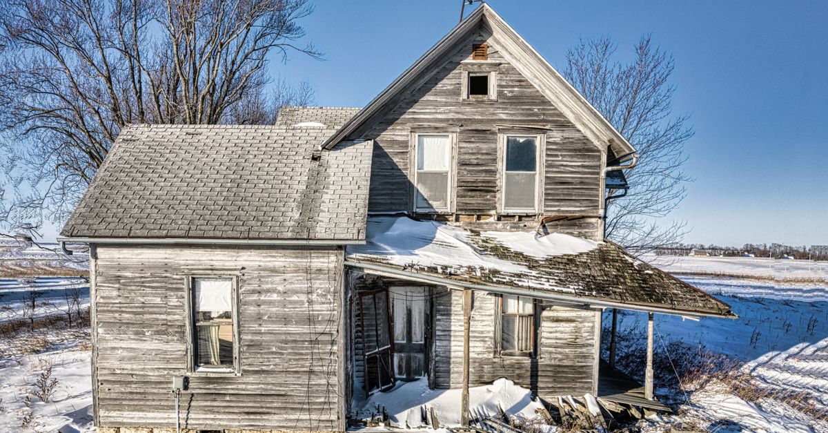 Winter roof damage on a home