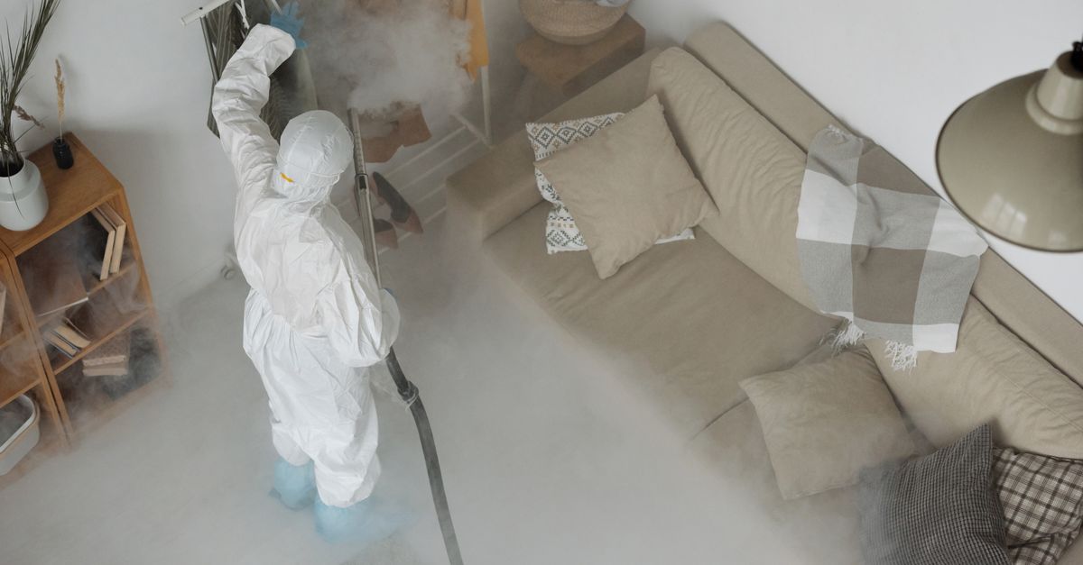 A technician treating a home for pests