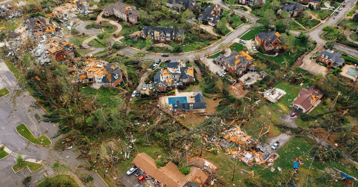 Wind-damaged roof shingles