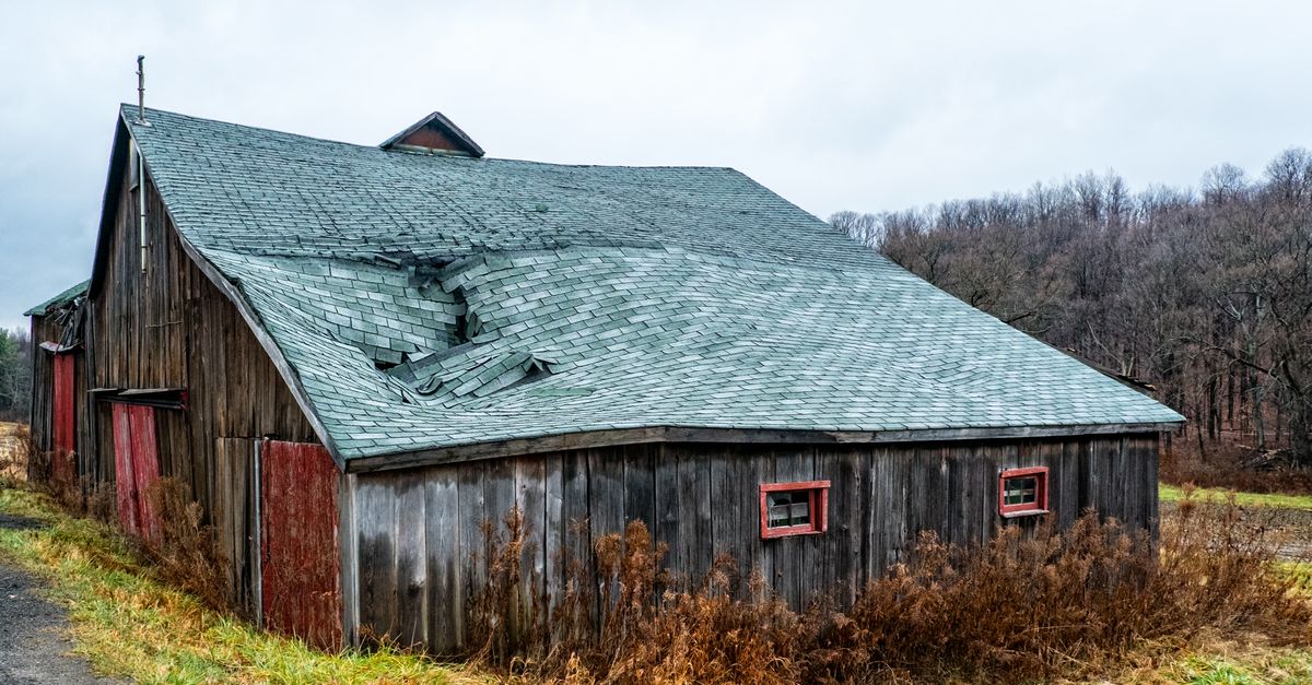 Worn and damaged roof shingles