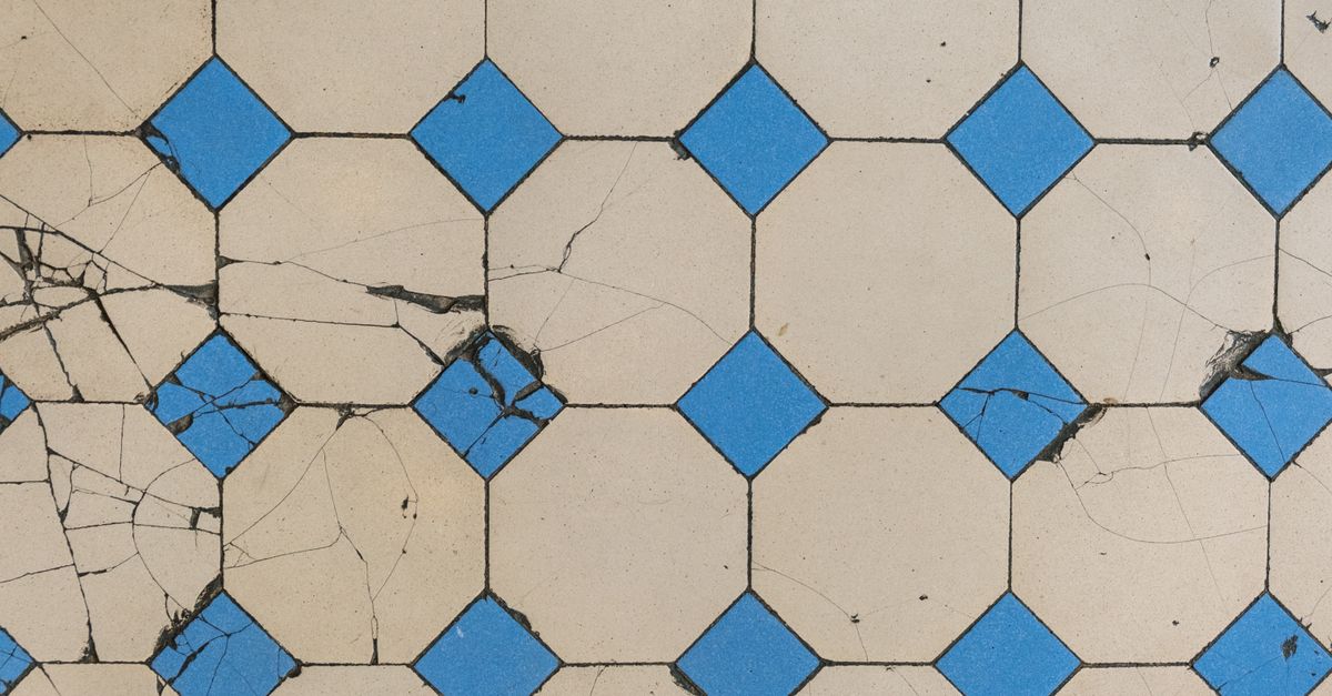 Close-up of a cracked tile