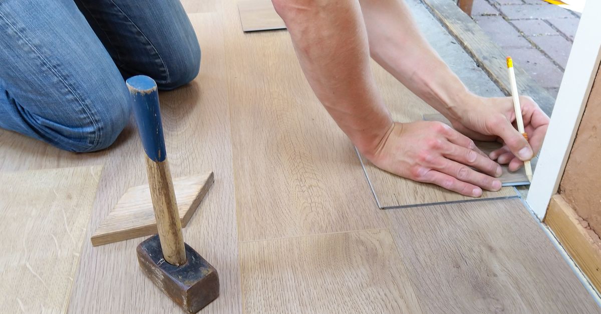 Flooring materials staged for installation