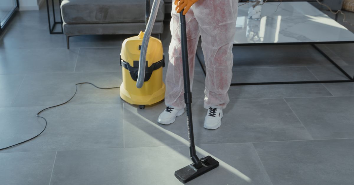 Cleaning supplies on a counter