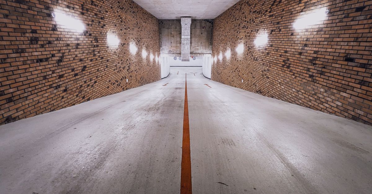 A finished concrete driveway slab