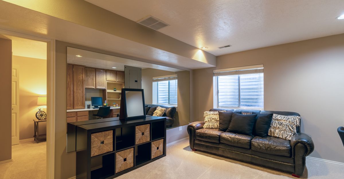 A furnace unit in a utility space