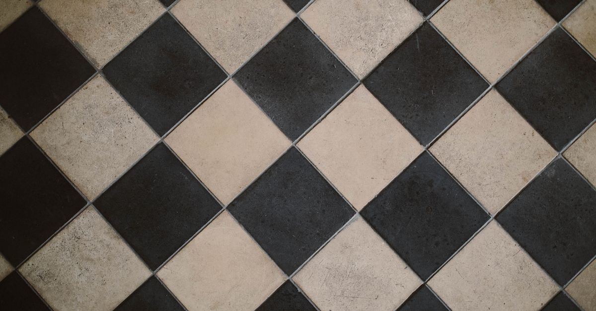 A tiled floor in a home interior