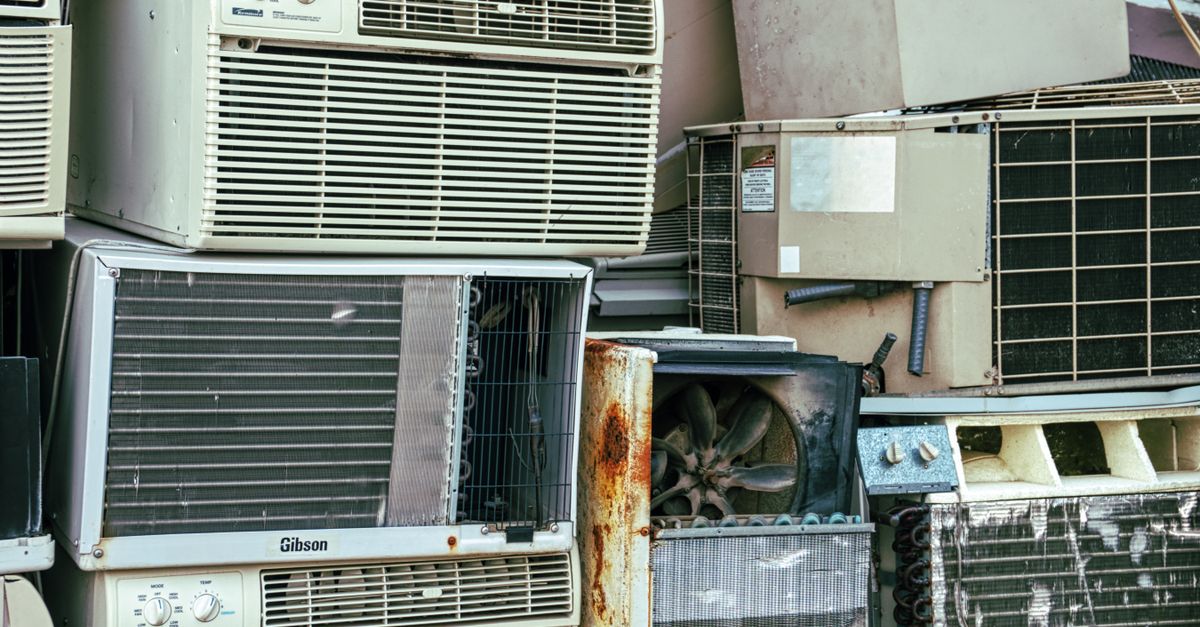 An aging outdoor air conditioning unit