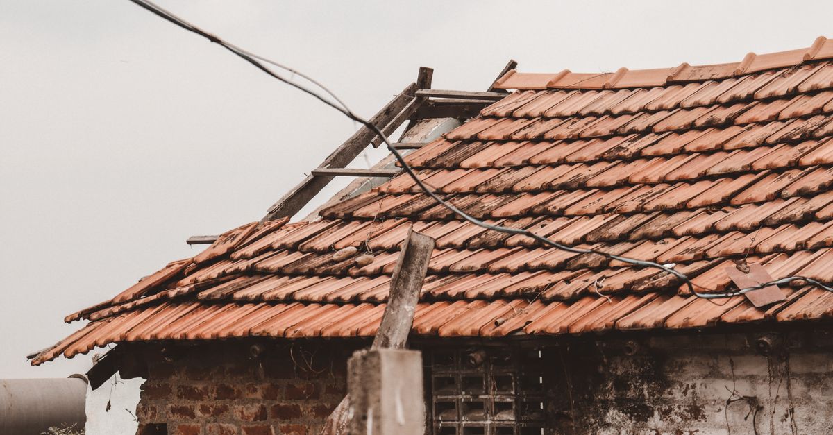 A damaged section of roof