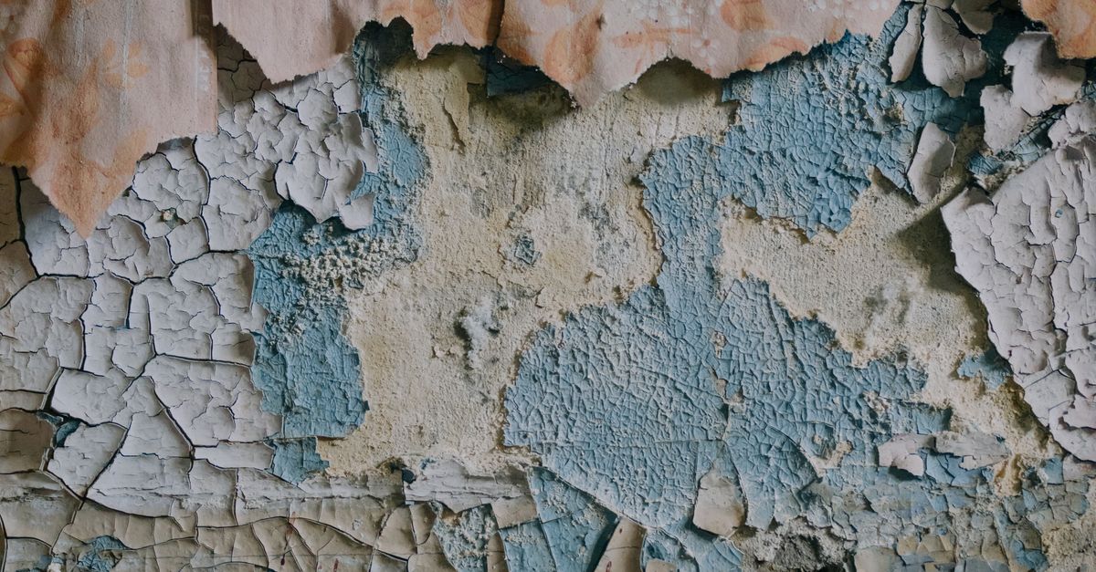 Peeling and cracked paint on an exterior wall